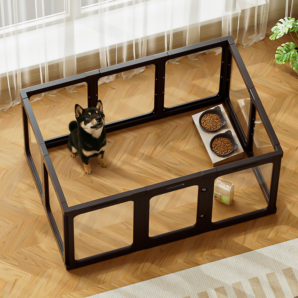Jalove enclos-chien-acrylique-interieur-24-pouces-hauteur pour petit chien et facilité de surveillance.