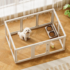 Jalove enclos chien en acrylique avec porte, visibilité et sécurité.