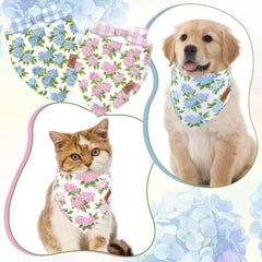 Bandana chat JarThenaAMCS hortensia rose bleu double-face, accessoire tendance.