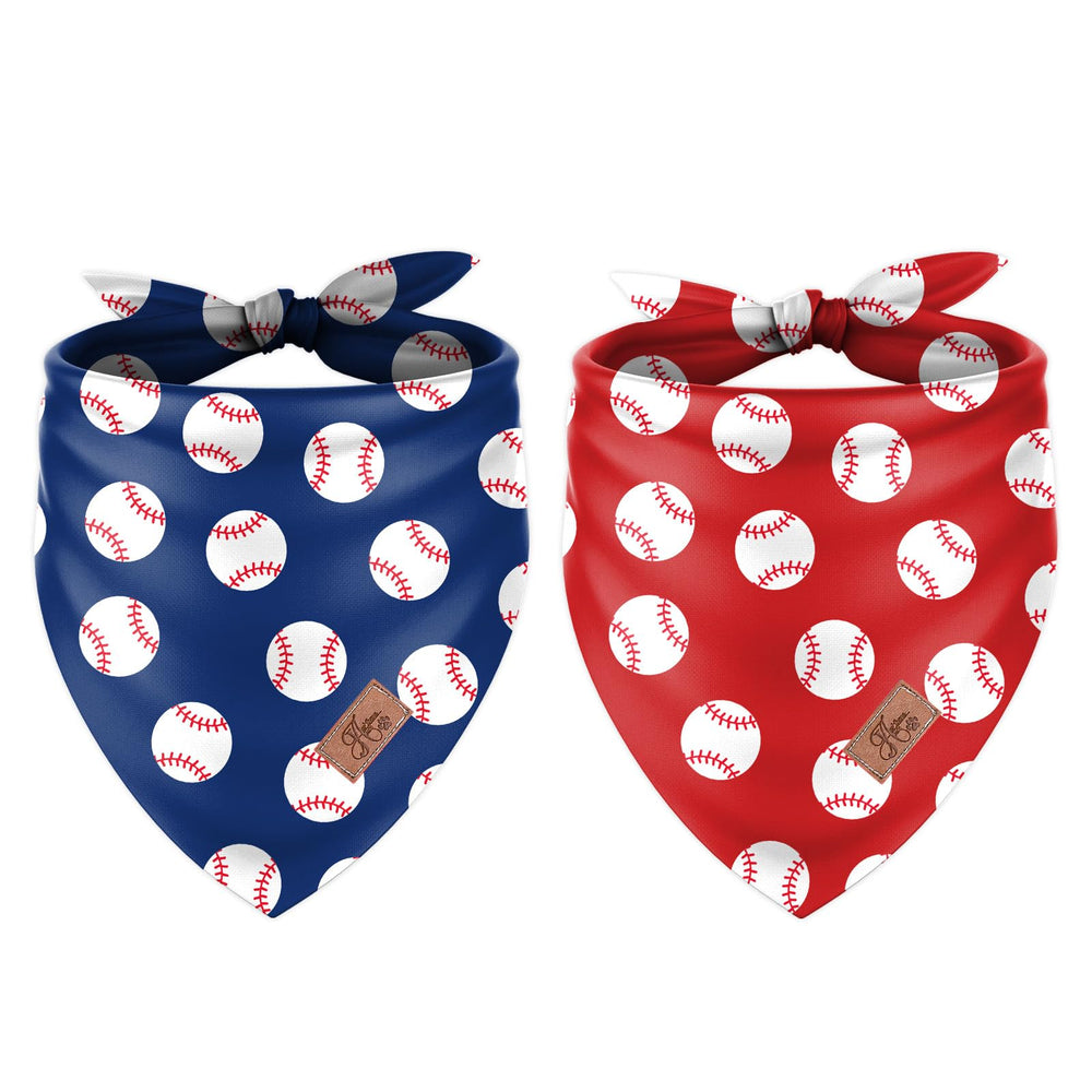 Bandana pour chien JarThenaAMCS motif baseball rouge et bleu, idéal pour les photos.