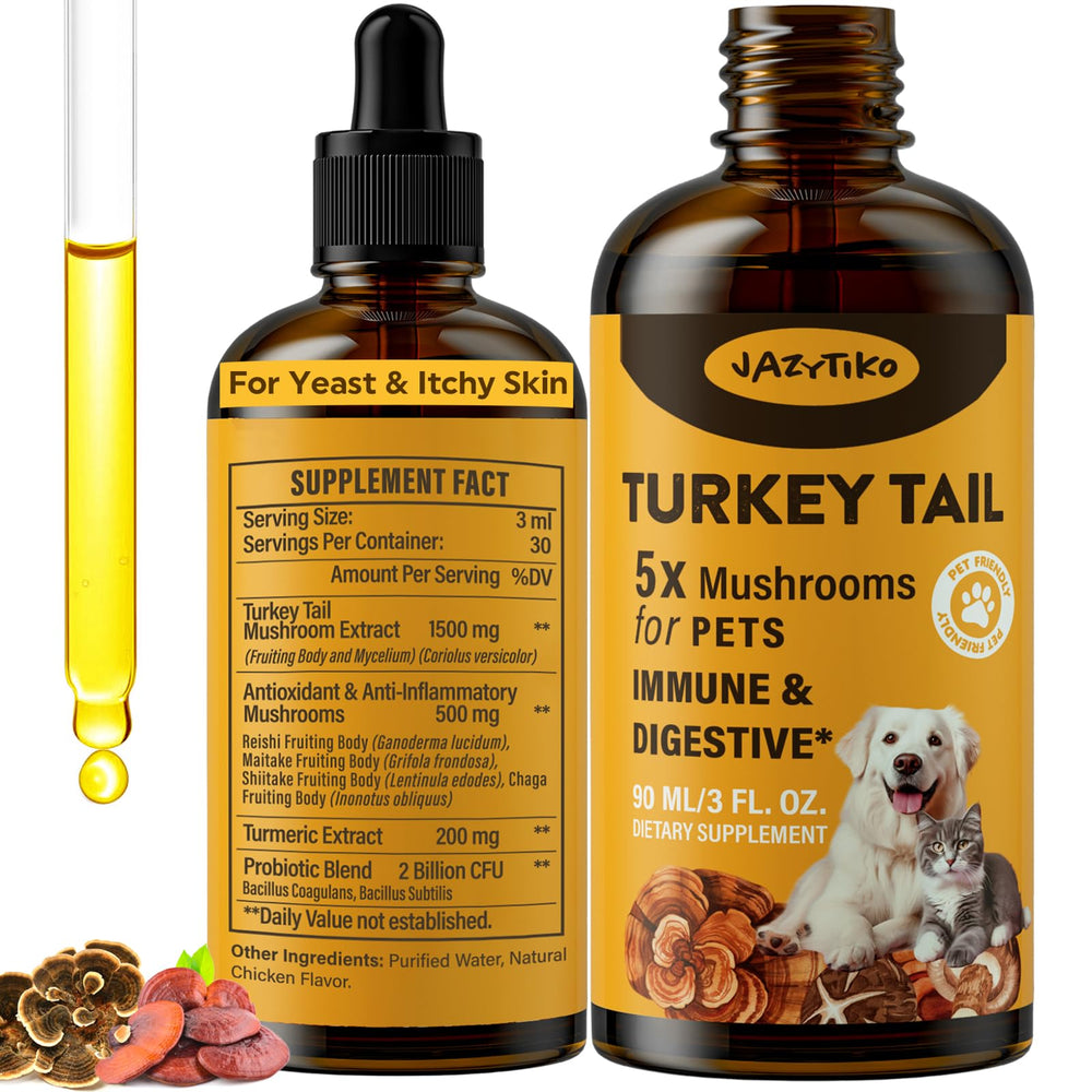 Jazytiko Tramète pour chiens — flacon visible soutenant l’immunité.