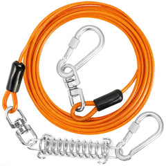Jenico câble d'attache chien 10ft avec rotation à 360°, sécurité renforcée.