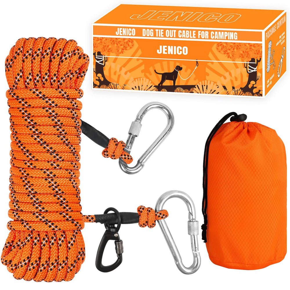 Jenico câble chien camping 50ft pour meilleure visibilité nocturne.