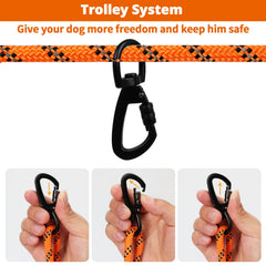 Jenico système trolley chien 70ft pour sorties sécurisées en plein air.