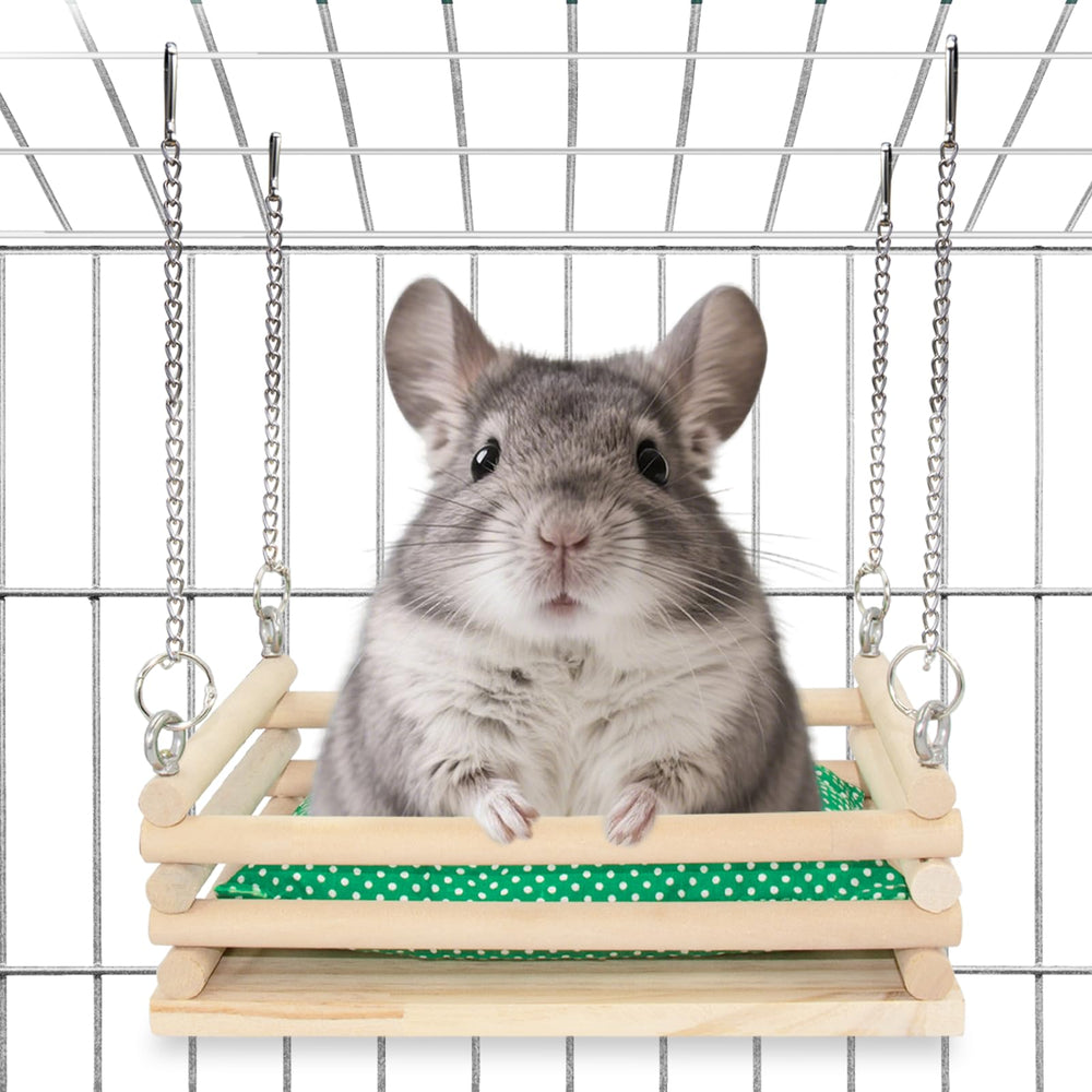 Hamac en bois Jevnd pour chinchilla fixé dans la cage, repos sûr.