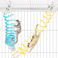 Jevnd jouet grimpe elastique bleu-jaune, stimule l'exercice quotidien des petits animaux.