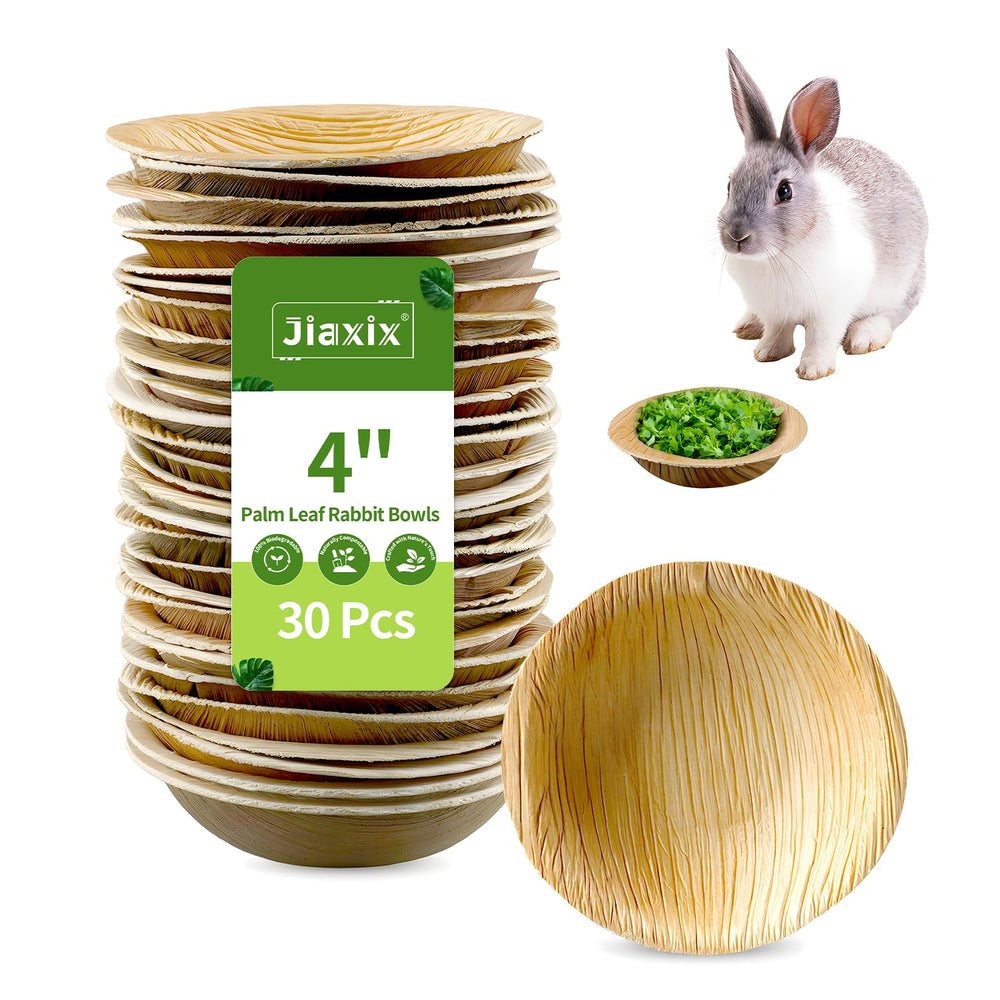 Bols Jiaxix en feuilles de palmier de 4 pouces, ensemble de 30, parfaits pour nourrir les lapins