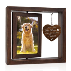 Jigfoxy cadre photo rotatif en bois 4x6, mémorial durable pour chien.