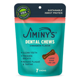 Jiminy's Dental Chews chien cannelle—haleine plus fraîche après mastication.