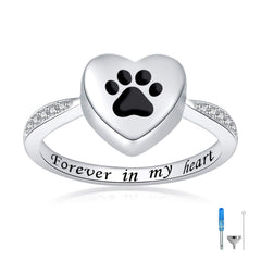 Jinlou Bague Urne – cœur et empreinte de patte, mémoire tangible pour animal.