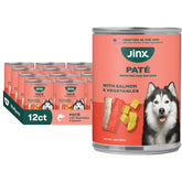 Jinx Saumon Pâté, texture crèmeuse facilitant l'alimentation des chiens difficiles.