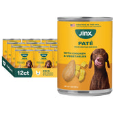 Jinx Pâté Poulet et Légumes – boîtes sans céréales idéales pour chiens sensibles et actifs.