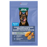 Croquettes Jinx Senior au poulet et riz brun, favorisant digestion et énergie.
