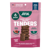 Jinx Tenders avec boeuf et foie visibles, premier ingrédient savoureux pour chien.