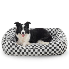 Lit JOEJOY pour chien gris, rectangle et base anti-glisse pour la sécurité.