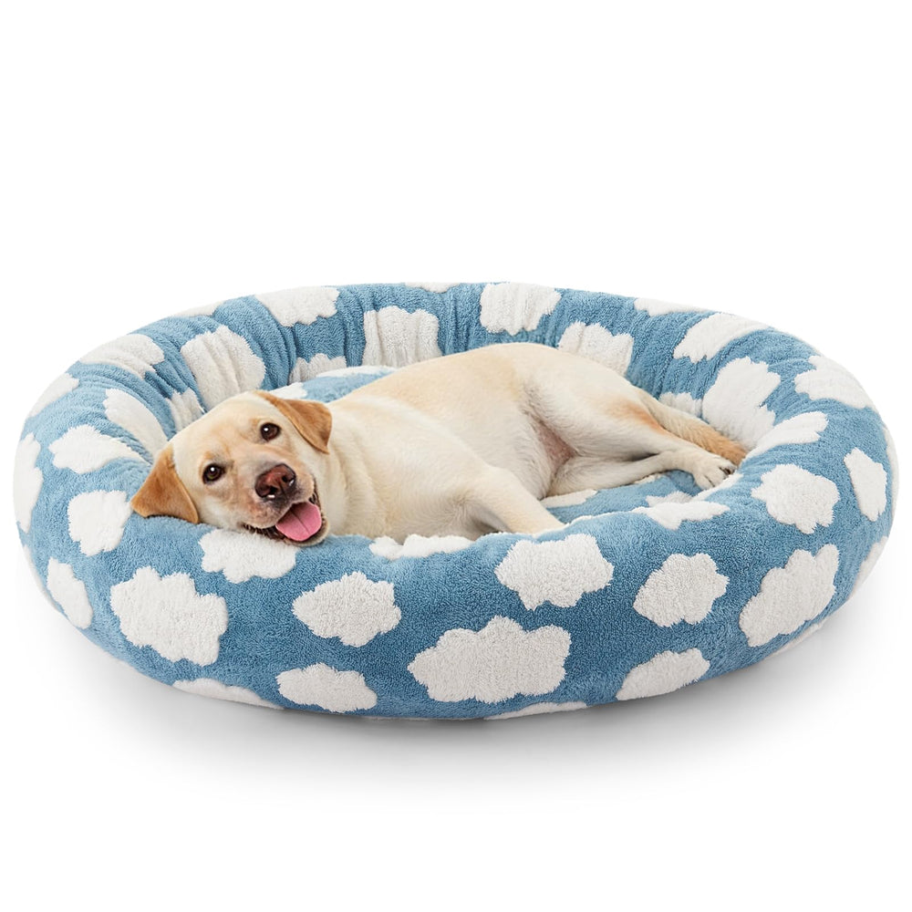 JOEJOY Donut grand lit chien, housse amovible pour entretien facile.