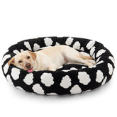 JOEJOY Donut grand lit chien noir, confort enveloppant pour repos sécurisant.