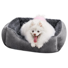 Lit rectangle JOEJOY gris foncé offrant un soutien confortable pour le chien