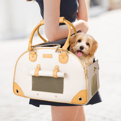 Johomviin sac transport chien chat crème moyen, aperçu avant, pratique en voyage.