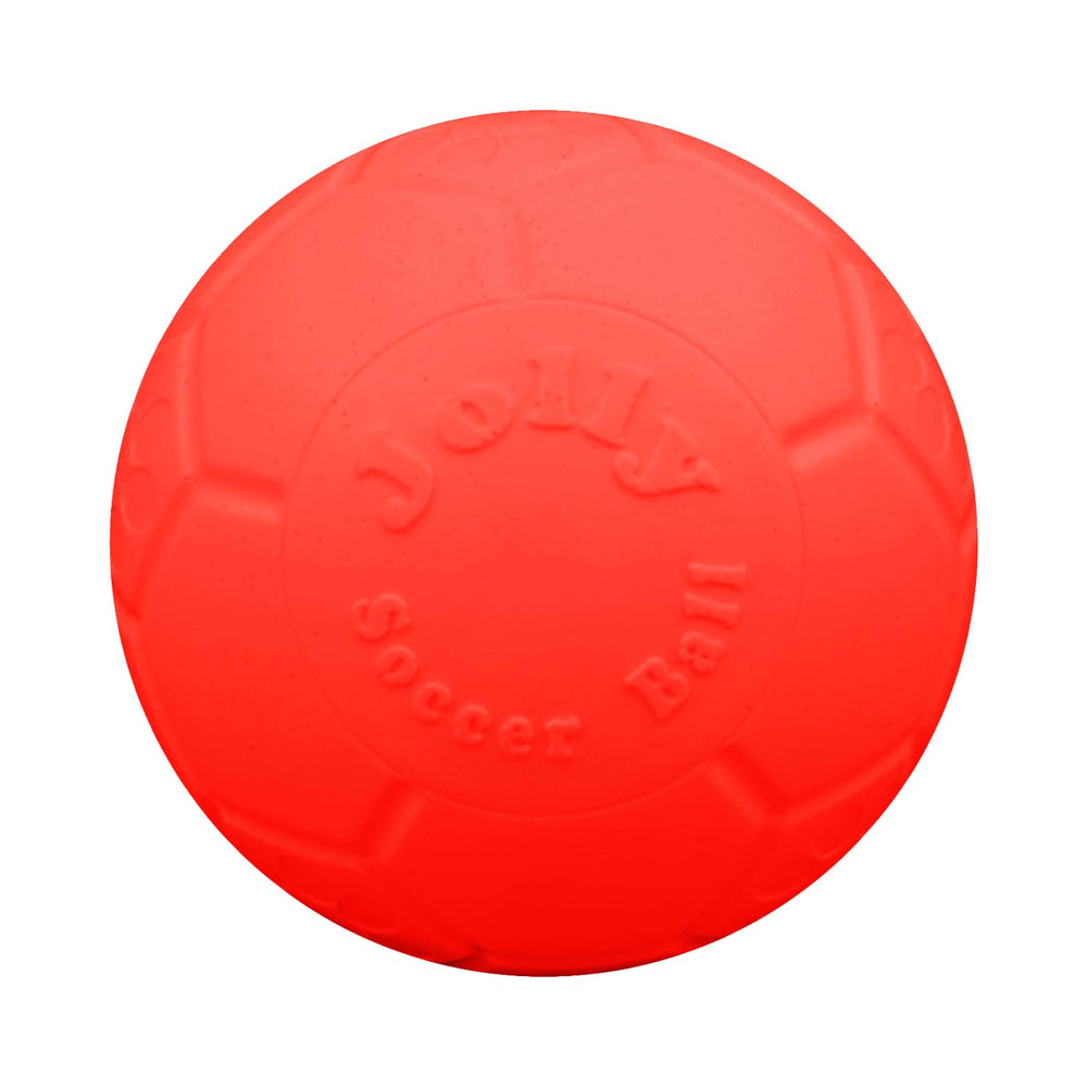 Balle Jolly Pets Football grande flottante orange, idéale pour récupérer dans l'eau.
