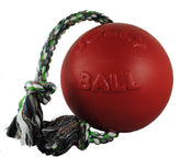 Jolly Pets Romp-n-Roll, vue générale du jouet chien corde-balle petit rouge, polyvalent.