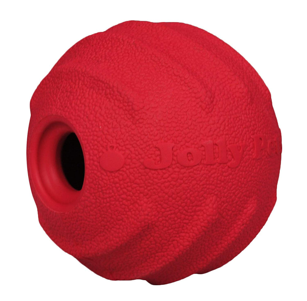 Jolly Pets Tuff Tosser : boule rouge 4 pouces prête au lancer et au jeu.