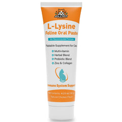 Jollyfit Pâte Lysine pour chat dans flacon, soutient l'immunité et la respiration.