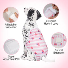 Couche-chienne lavable avec bretelles reglables, confort et maintien.