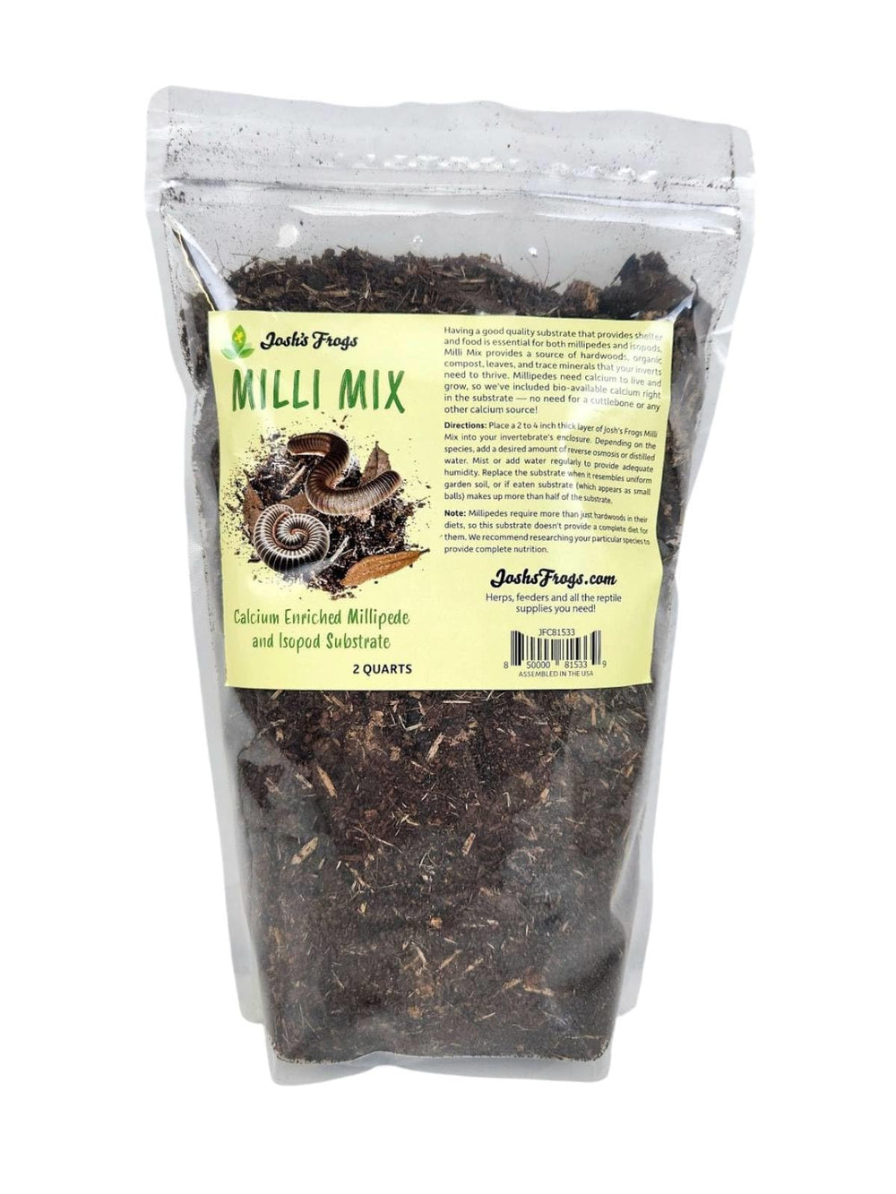 Josh's Frogs Milli Mix Substrat ensemble: surface riche pour mille-pattes et isopodes.