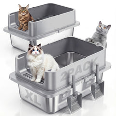 Boîte Jotesnew en acier inox XL avec couvercle pour grands chats; espace et hygiène.