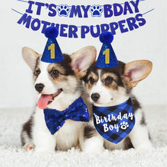 Bandana anniversaire bleu JOTFA pour un look festif et confortable.