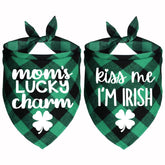 Bandana Saint-Patrick pour chien JOTFA avec motif plaid, parfait pour photo et fête.