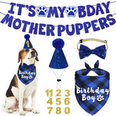 Bandana anniversaire chien bleu JOTFA, parfait pour habiller votre compagnon.