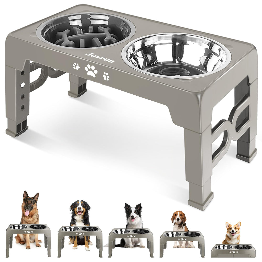 Jovrun gamelle elevee en inox pour chien moyen et grand, repas ergonomique