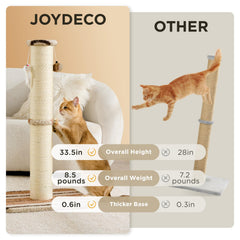Joydeco base renforcée du poteau grattoir pour chat, assure une stabilité lors du griffage.