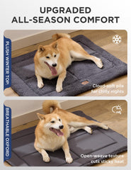 Joydeco Tapis-chien réversible côté fleece et lin idéal pour toutes les saisons.