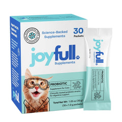 JoyFull probiotiques pour chats, sachet quotidien, soutien potentiel de la digestion.