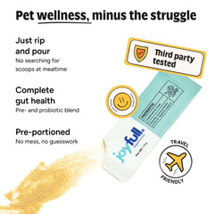 JoyFull Probiotiques chien – mélange sur croquettes pour soutenir la digestion.