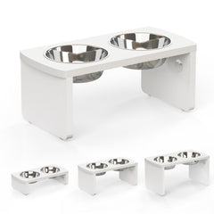 JOYOPAW support elevé pour chien blanc, accès pratique à nourriture et eau.