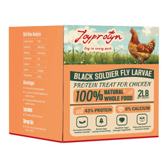 Joyprotyn larves-noires en emballage 2lb, source pratique de calcium eleve pour oeufs solides.
