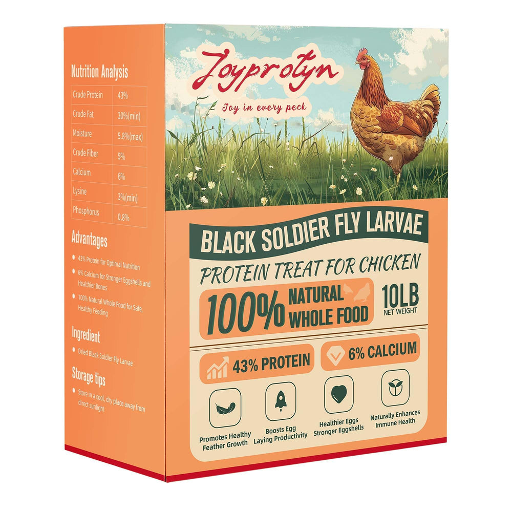 Sac Joyprotyn de larves noires séchées, source nutritive pour volailles.