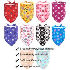 JpGdn bandana grand-chien empreinte-pattes noir, résistant et facile à laver