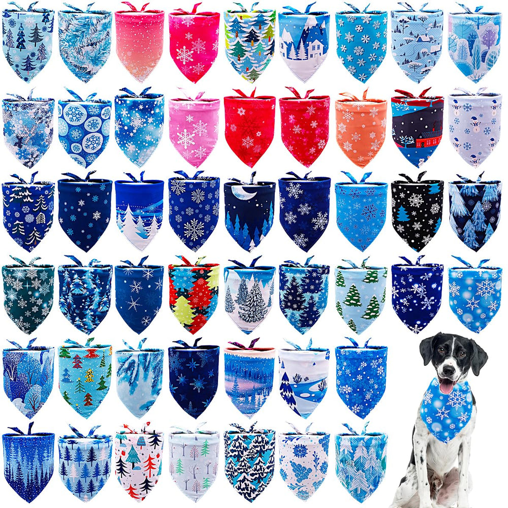 Bandana jpgdn pour chien avec motif forêt enneigée, look élégant et polyvalent