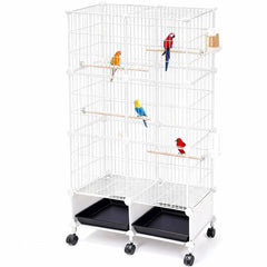 Cage JTACHIONG pour oiseaux, grande taille, sur support démontable et roues faciles à déplacer.