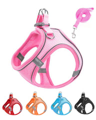 Harnais JUFOO XXXS rose en mesh respirant pour petits chiens et chats