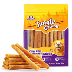 Bâtonnets collagene Jungle Calling au poulet, récompense savoureuse pour chien.