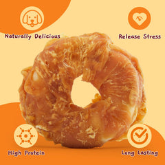 Donuts cuir brut enrobés poulet Jungle Calling, texture croquante