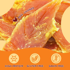 Tranches de poulet jerky Jungle Calling, texture tendre et appétente