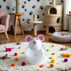 Juroicessry distributeur friandises chat beige incite à jouer et manger en douceur.