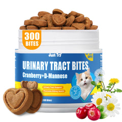 Just Try 300 Bites: bouteille en avant, soutien vésical naturel du chat.
